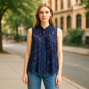 Elegant Women's Blue and Purple Blouse